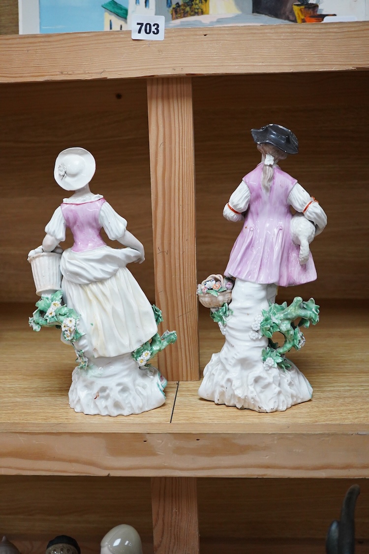 A pair of Derby figures of a lady and gentleman, c.1770-75, tallest 27cm high
